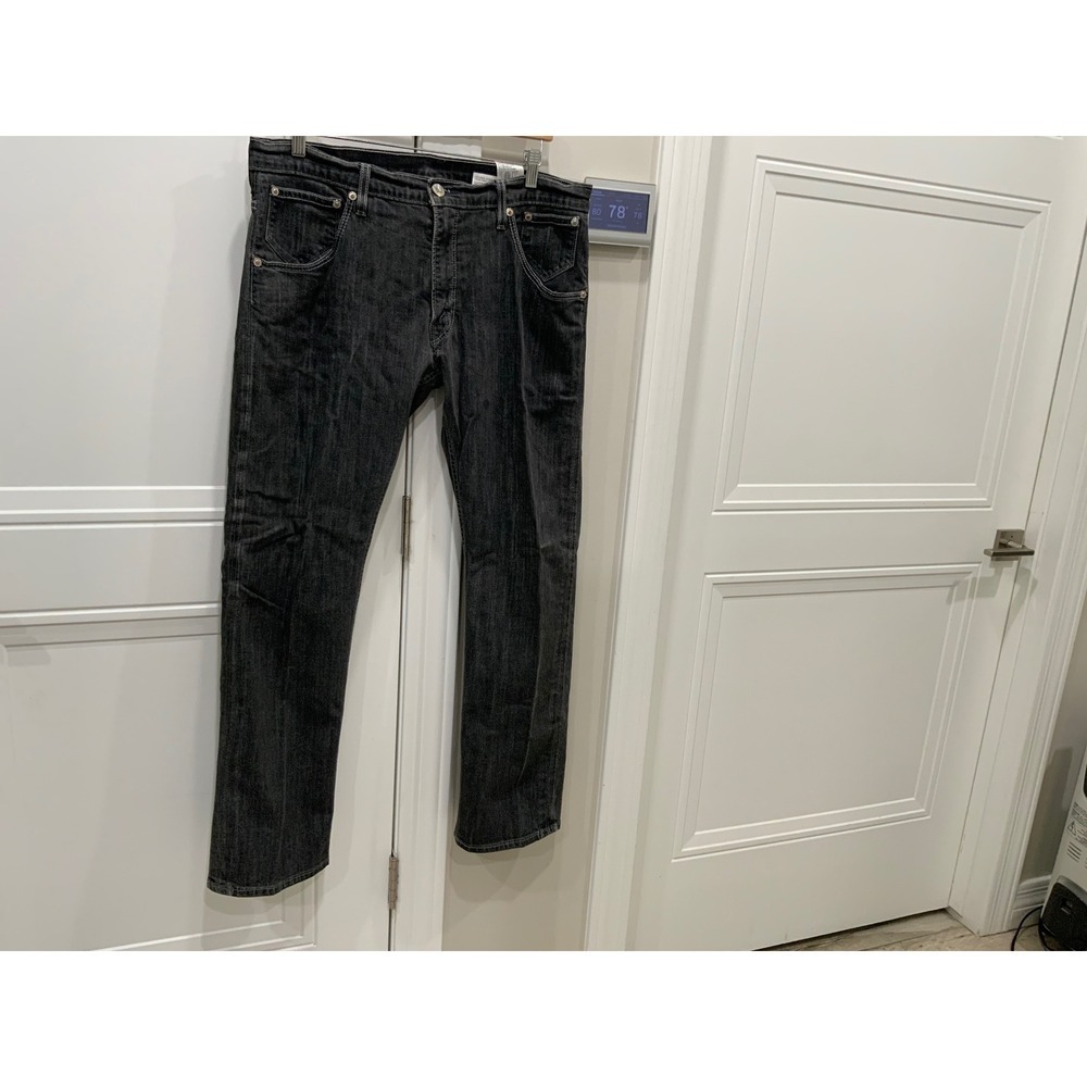 Levis 514 Straight Fit Jeans Mens 36x34 Faded Black Contrast Stitch Flap Pocket